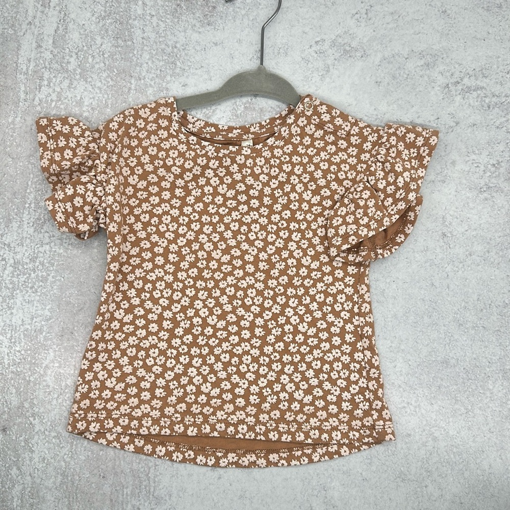 Rylee + Cru EUC Floral Printed Ruffle Sleeve Top Size 6-12 months Flowers